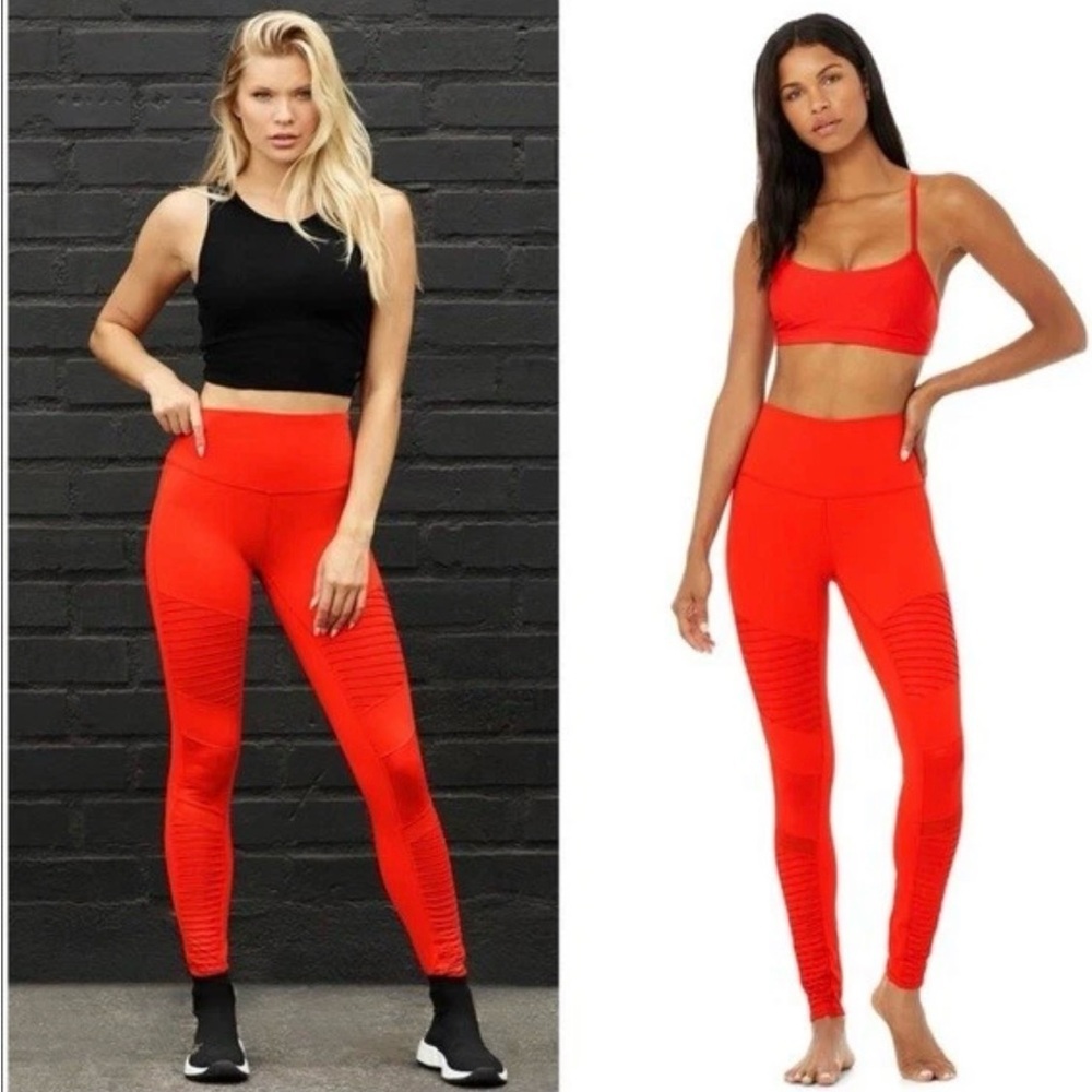 Alo Yoga Airbrush Moto Leggings Cherry Red High Rise Size S